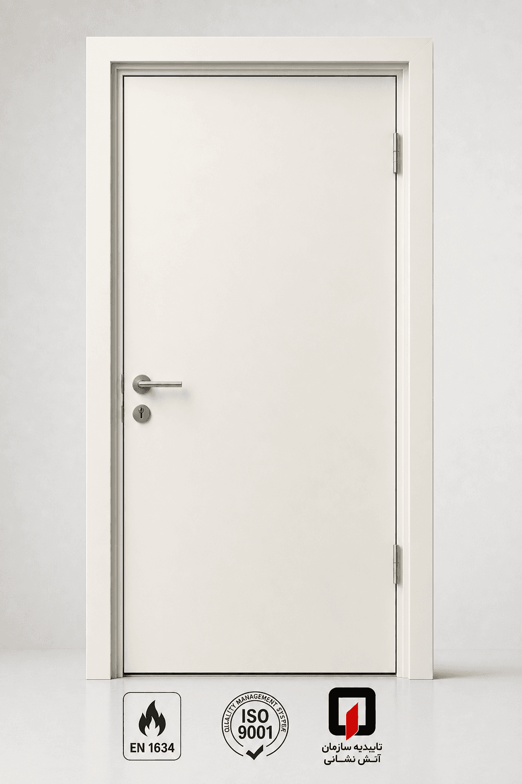 درب ضد حریق (دودبند) ۲۴۰ دقیقه با سایز ۱۱۰×۲۱۰ و رنگ سفارشی fire-door-240min-custom-color-no-closer — تصویر ۳