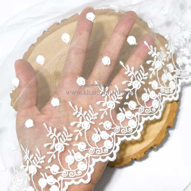 دانتل شیفون طرح گل نیلوفر سری B (کد 48) — تصویر ۲