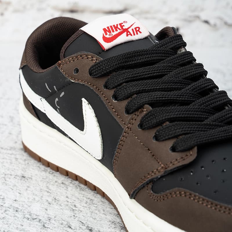 جردن وان ترویس اسکات دارک موکا زنانه (Nike Air Jordan 1 x Low Travis Scott Dark Mocha) کد 2336 — تصویر ۷