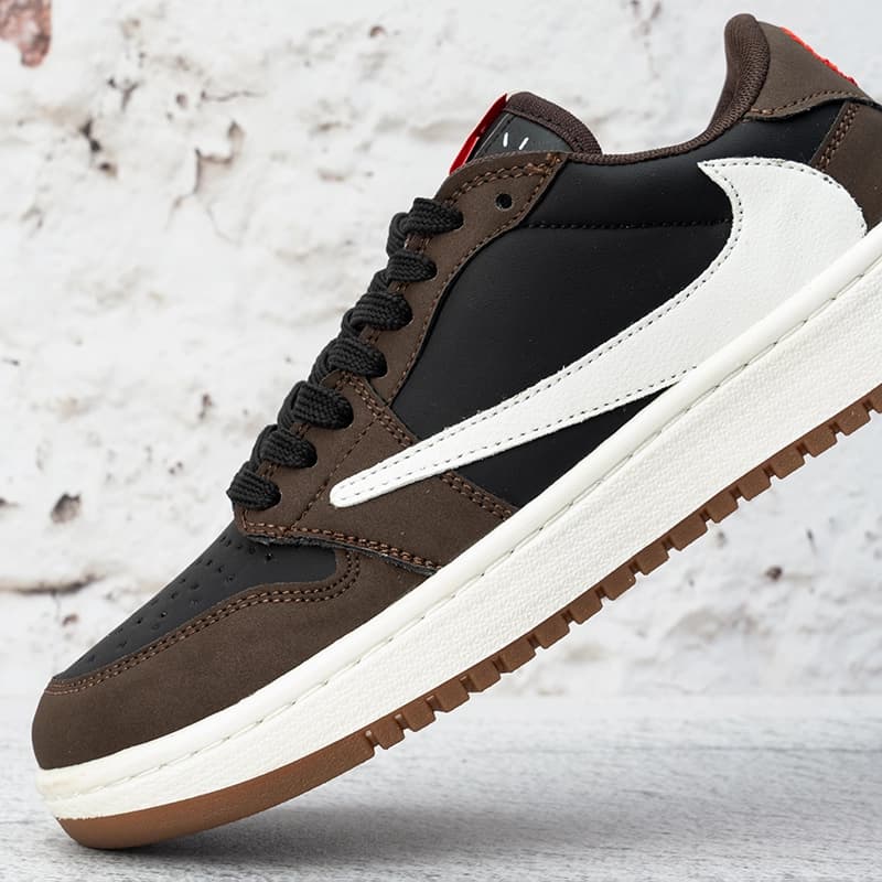 جردن وان ترویس اسکات دارک موکا زنانه (Nike Air Jordan 1 x Low Travis Scott Dark Mocha) کد 2336 — تصویر ۶