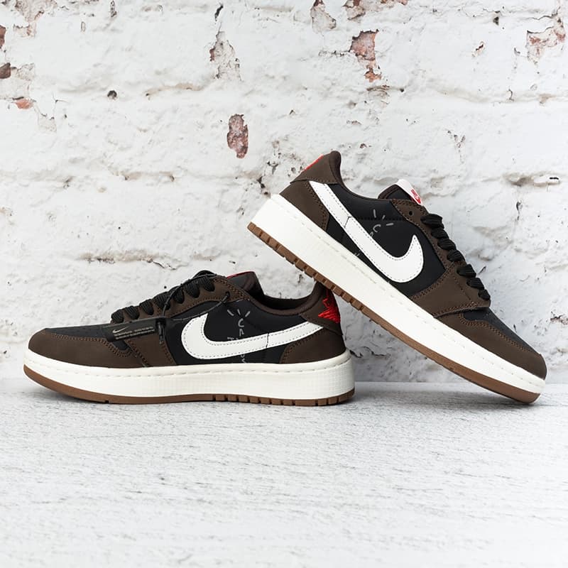 جردن وان ترویس اسکات دارک موکا زنانه (Nike Air Jordan 1 x Low Travis Scott Dark Mocha) کد 2336 — تصویر ۸