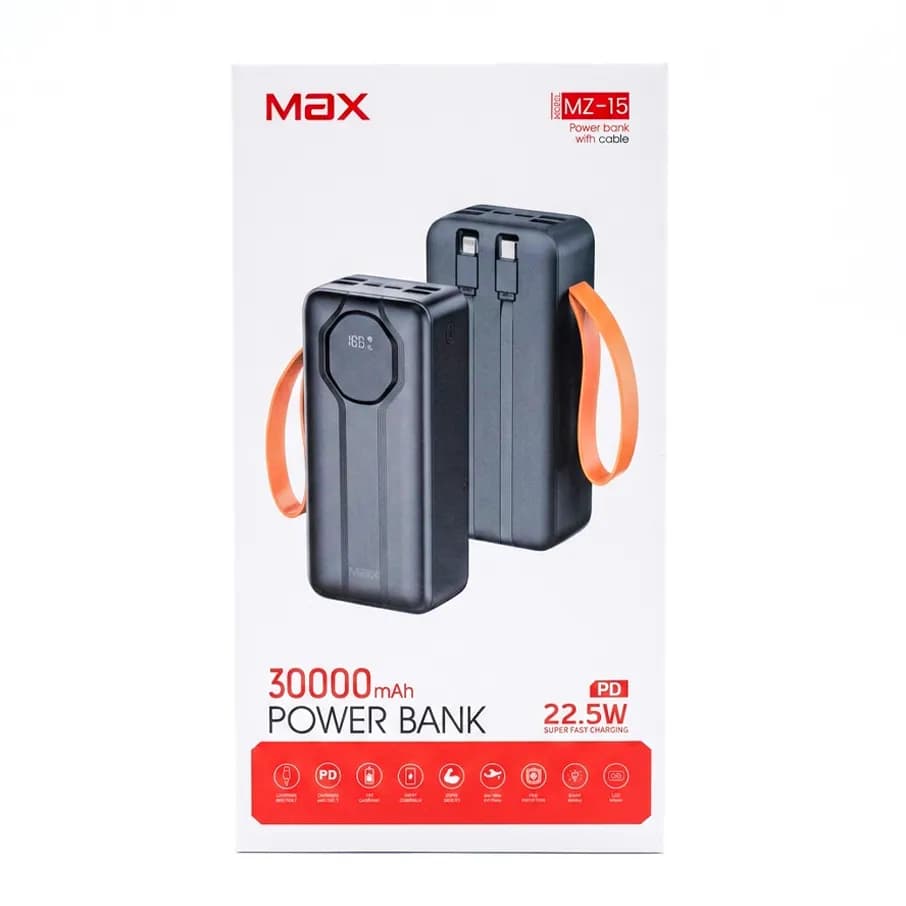پاوربانک مکس مدل MZ-15 ظرفیت 30000 میلی آمپر — تصویر ۳