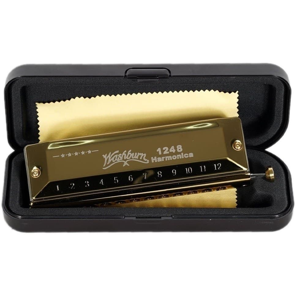 ساز دهنی کروماتیک طلایی Harmonica Washburn 1248 — تصویر ۳