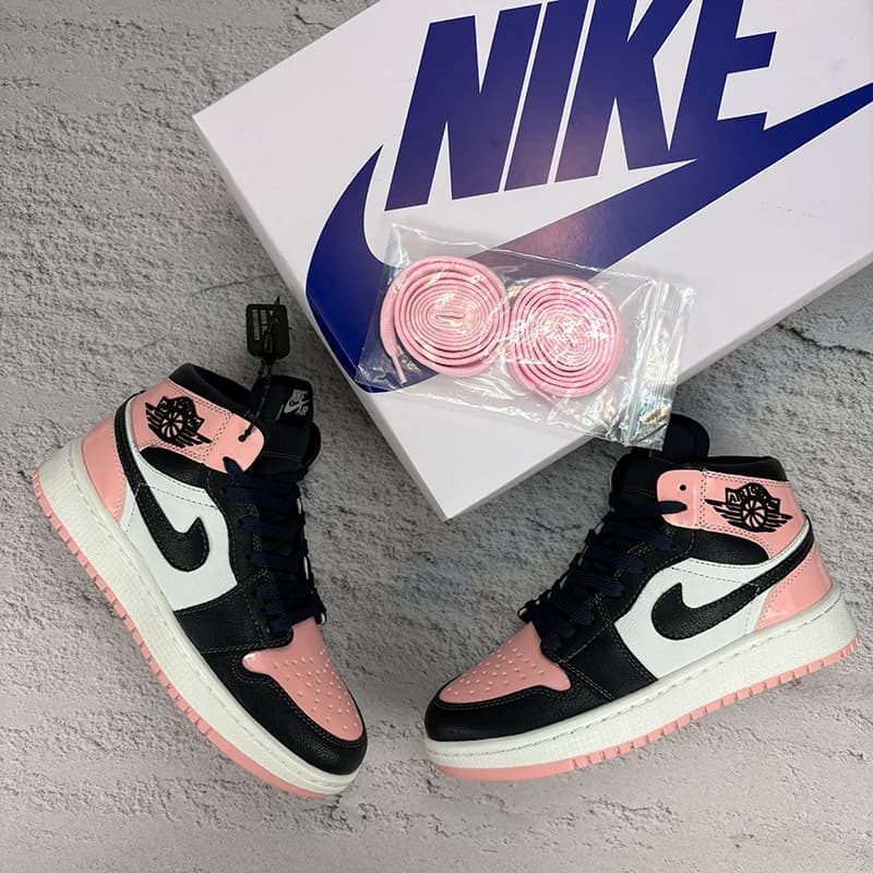 نایک ایر جردن وان ساقدار سرمه ای صورتی (Nike Air Jordan 1 Pink Navy) کد 2341 — تصویر ۴