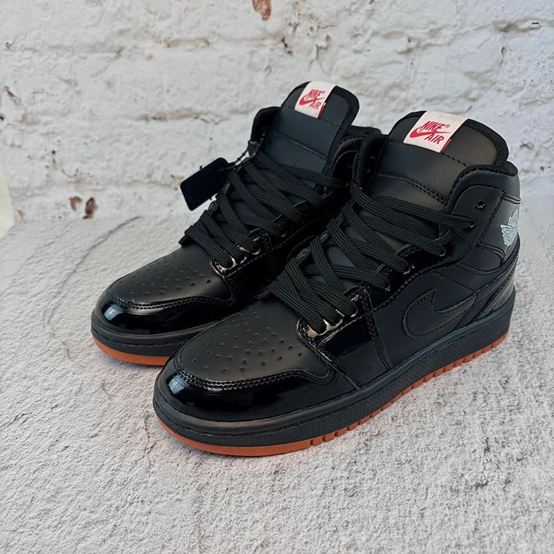 نایک ایر جردن وان ساقدار مشکی ورنی قرمز زنانه (Nike Air Jordan 1 Red Black) کد 2341 — تصویر ۶