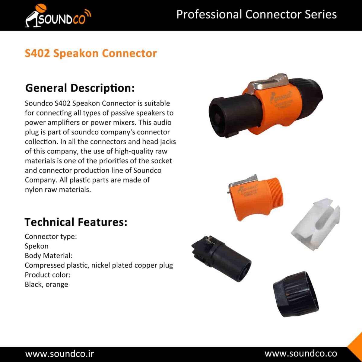 فیش اسپیکون ساندکو مدل Speakon connector soundco S402 — تصویر ۴