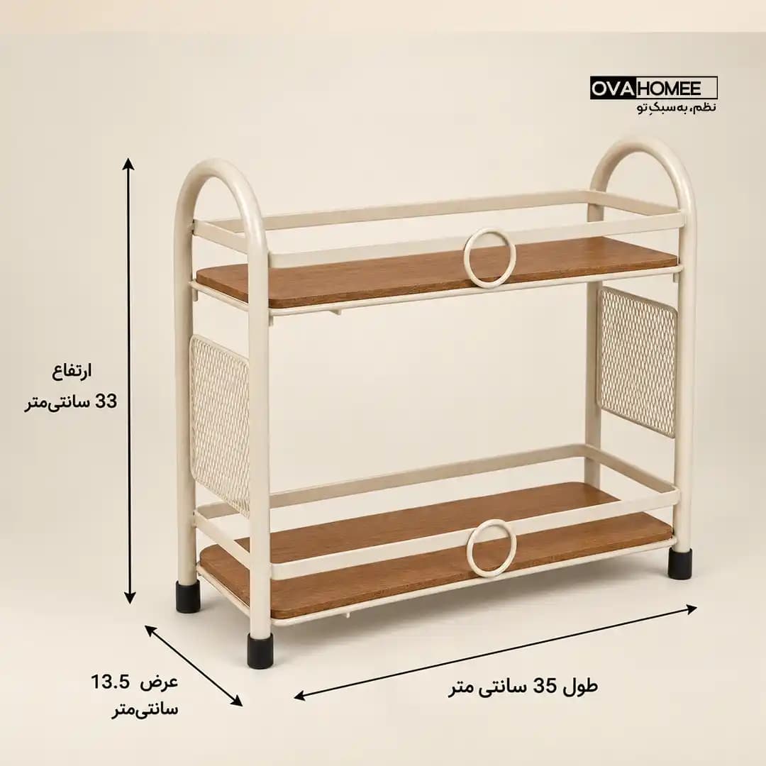 استند کنار گاز دو طبقه چوب و فلز — تصویر ۶