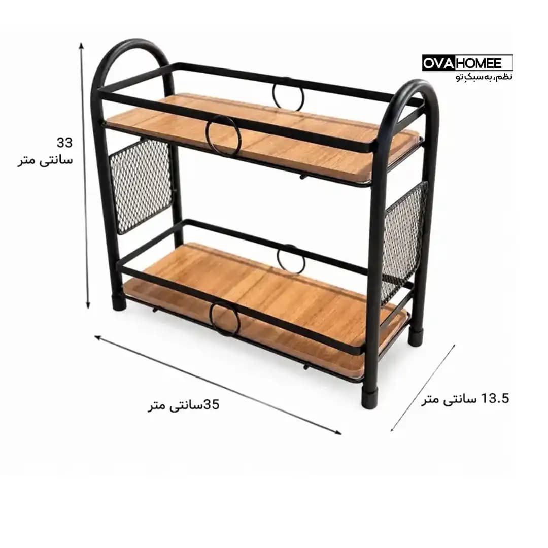 استند کنار گاز دو طبقه چوب و فلز — تصویر ۵