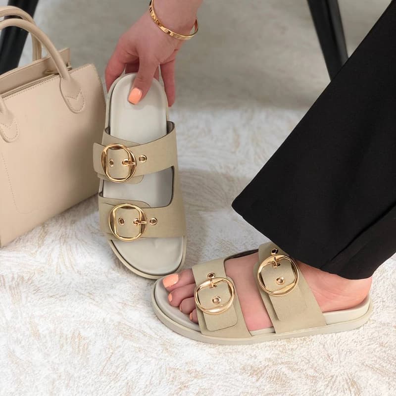اسلیپر زنانه زارا (ZARA) مدل ترمه رنگ کرم — تصویر ۲