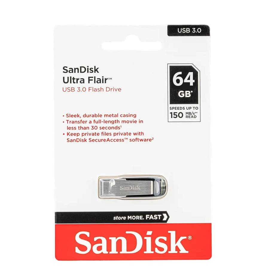 فلش سندیسک مدل ULTRA FLAIR ظرفیت 64 گیگابایت USB 3.0 — تصویر ۳