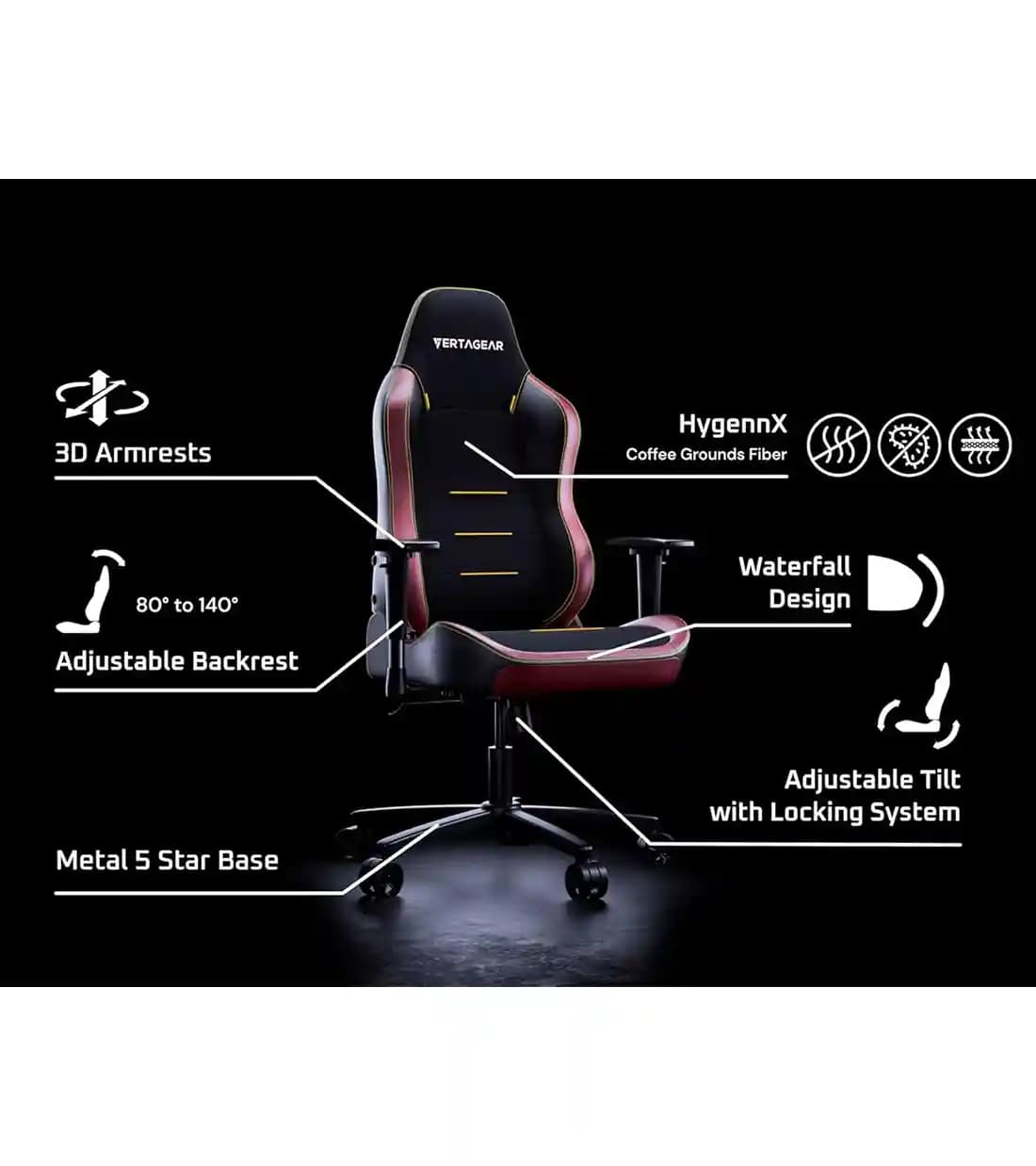 VERTAGEAR SL3800 – BURGUNDY RED — تصویر ۴