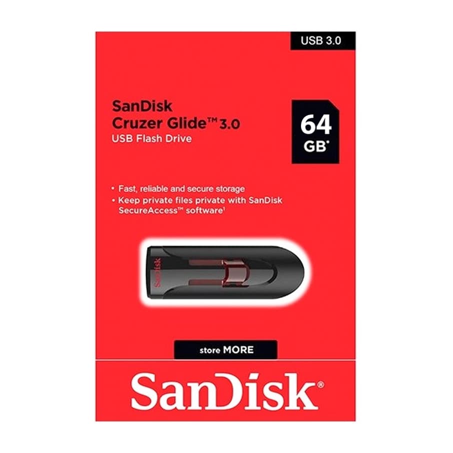 فلش سندیسک مدل CRUZER GLIDE ظرفیت 64 گیگابایت USB 3.0 — تصویر ۳