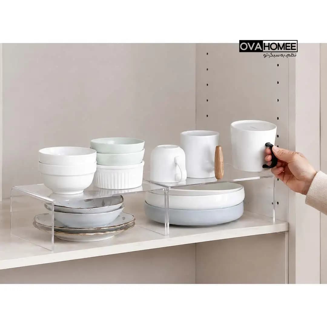 راف کابینت مرسه | راف نظم‌دهنده کریستالی داخل کابینت سایز کوچک — تصویر ۲