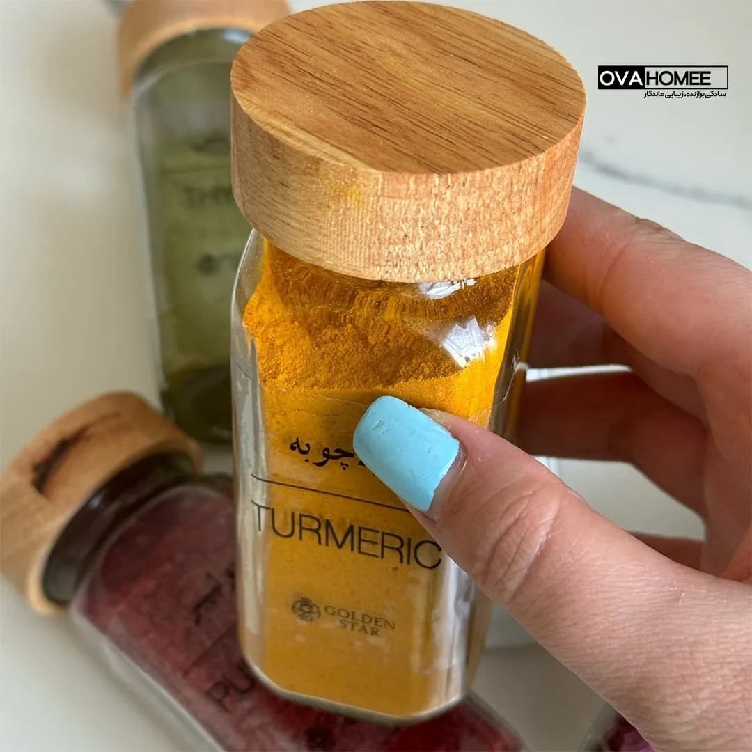 ست جا ادویه چوبی ۹ عددی مکارتی با استند چوبی دو حالته — تصویر ۷
