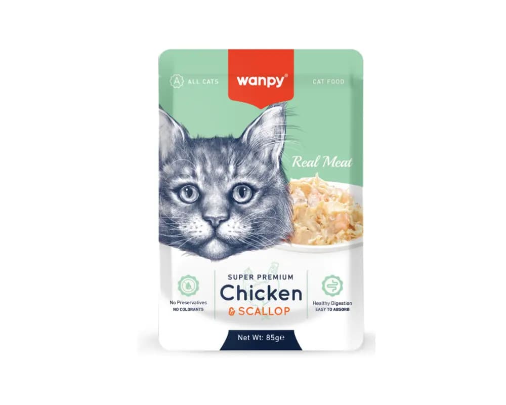 پوچ گربه ونپی طعم مرغ و گوش ماهی | Wanpy Chicken & Scallop Cat Pouch