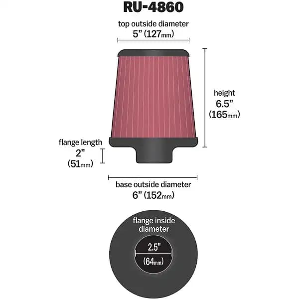 فیلتر هوا دائمی موتور K&N مدل RU-4860 — تصویر ۲