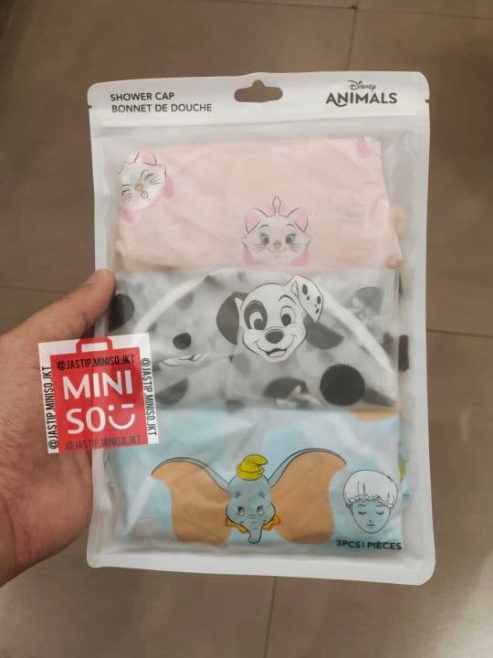 کلاه حمام مینیسو، مدل Miniso Disney Animals Collection Waterproof Shower، طرح حیوانات دیزنی، 3 عددی