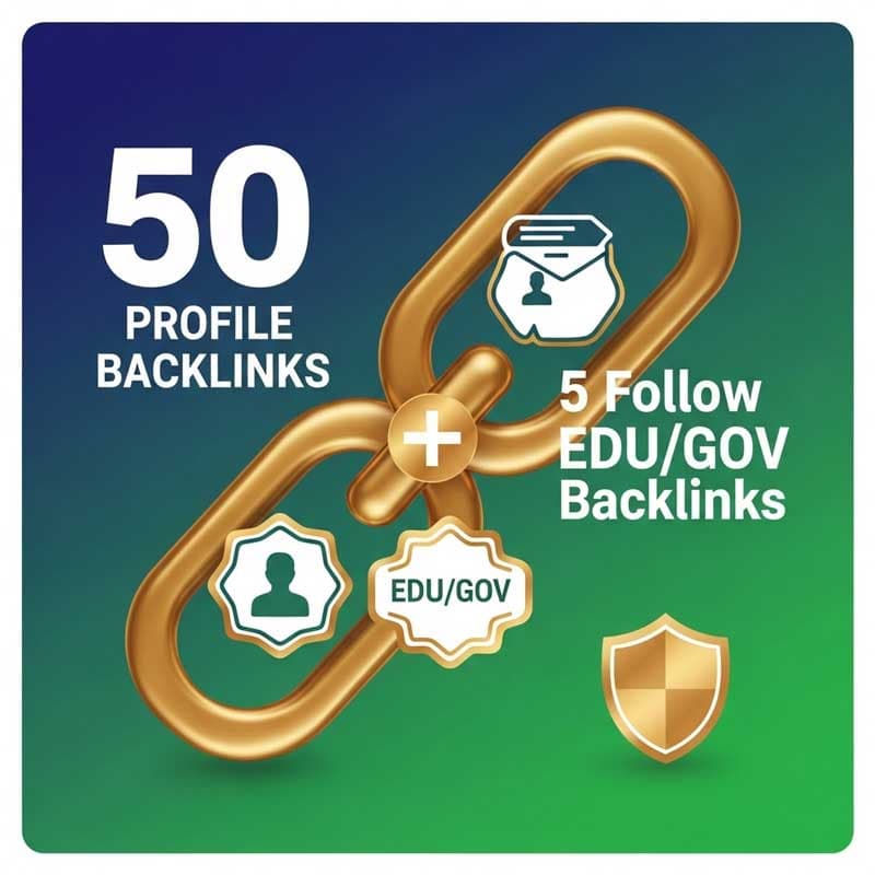 50 پروفایل بک لینک + 5 بک لینک فالو EDU/GOV