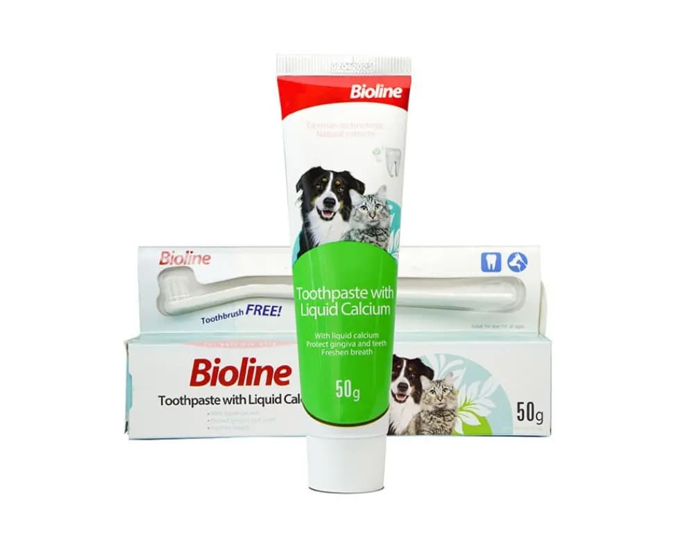 خمیر دندان سگ و گربه بایولاین حاوی کلسیم مایع Bioline toothpaste with calcium