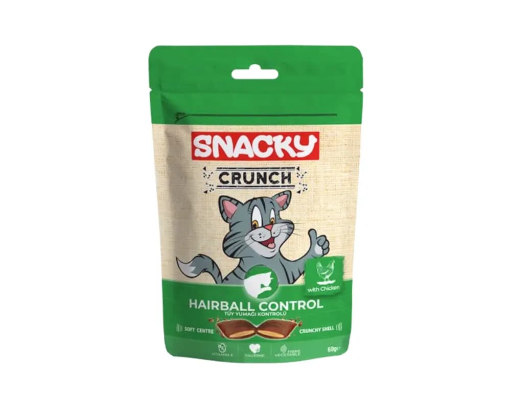 تشویقی گربه اسنکی کنترل گلوله مویی با طعم مرغ Snacky Hairball Control With Chicken وزن 60 گرم
