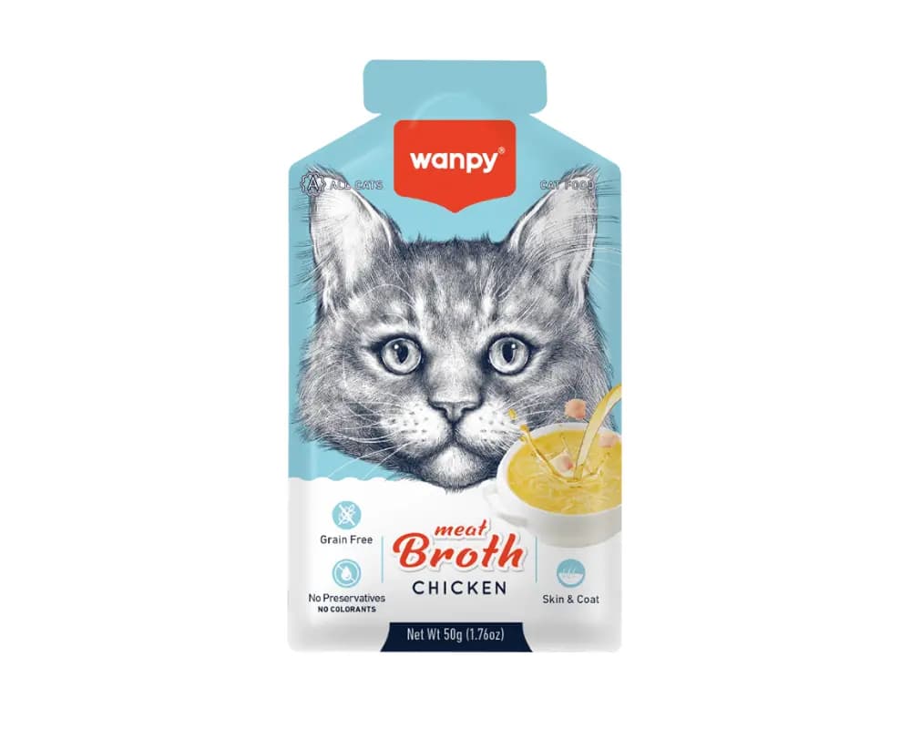 سوپ گربه ونپی طعم مرغ Wanpy Chicken Broth وزن ۵۰ گرم