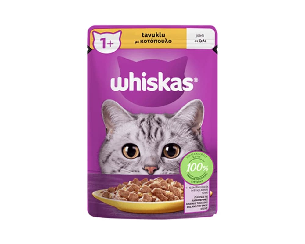 پوچ گربه ویسکاس Whiskas طعم گوشت مرغ وزن 85 گرم