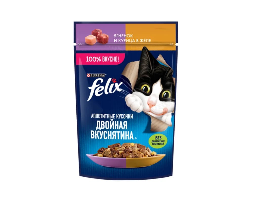 پوچ گربه فلیکس روسی با طعم گوشت و مرغ Felix