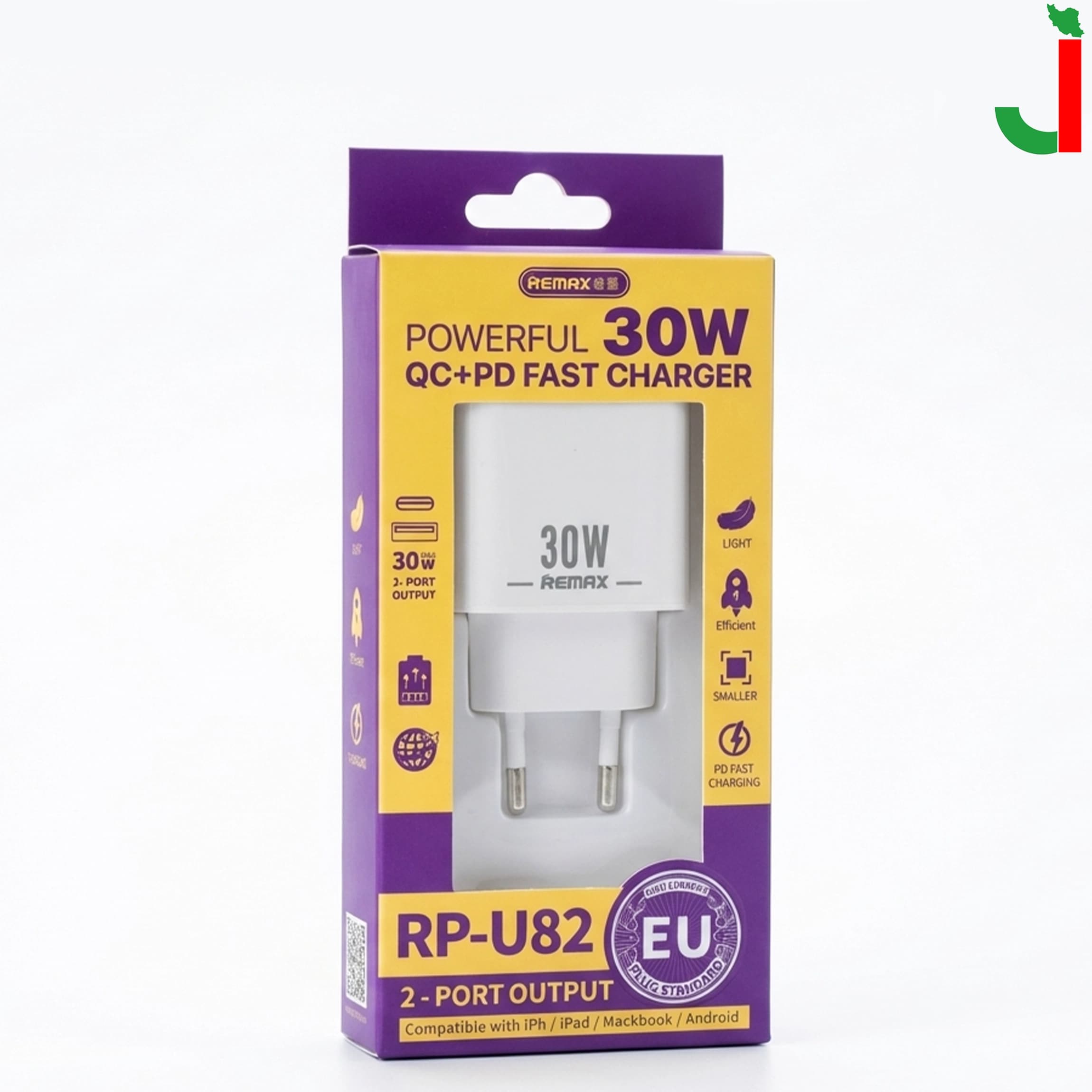 آداپتور شارژر 30 وات REMAX مدل RP-U82 — تصویر ۲