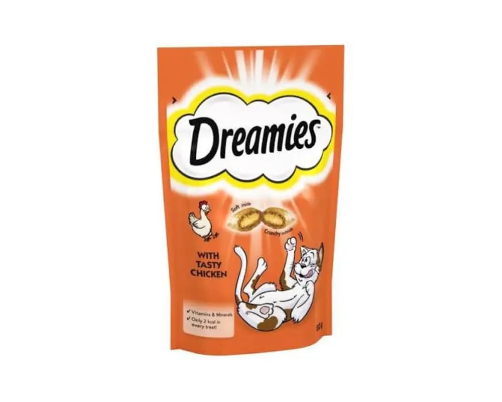 تشویقی گربه دریمیز طعم مرغ وزن ۶۰ گرم |Dreamies Cat Treat