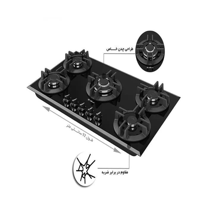 اجاق گاز صفحه ای شیشه ای داتیس مدل DG-551 — تصویر ۲