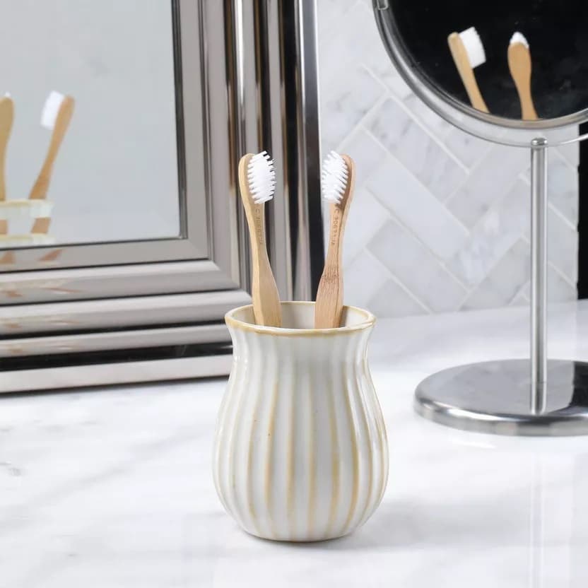 ست اکسسوری سرویس بهداشتی هوم سنتر، مدل Carthage Bathroom Accessory Set، سرامیکی/بژ/ 2 عددی (بدون لیوان مسواک) — تصویر ۳