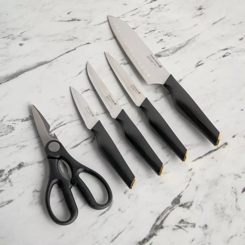 ست کارد و قیچی هوم سنتر، مدل Essential Scissors Set، مشکی/طلایی، استیل، 5 تیکه