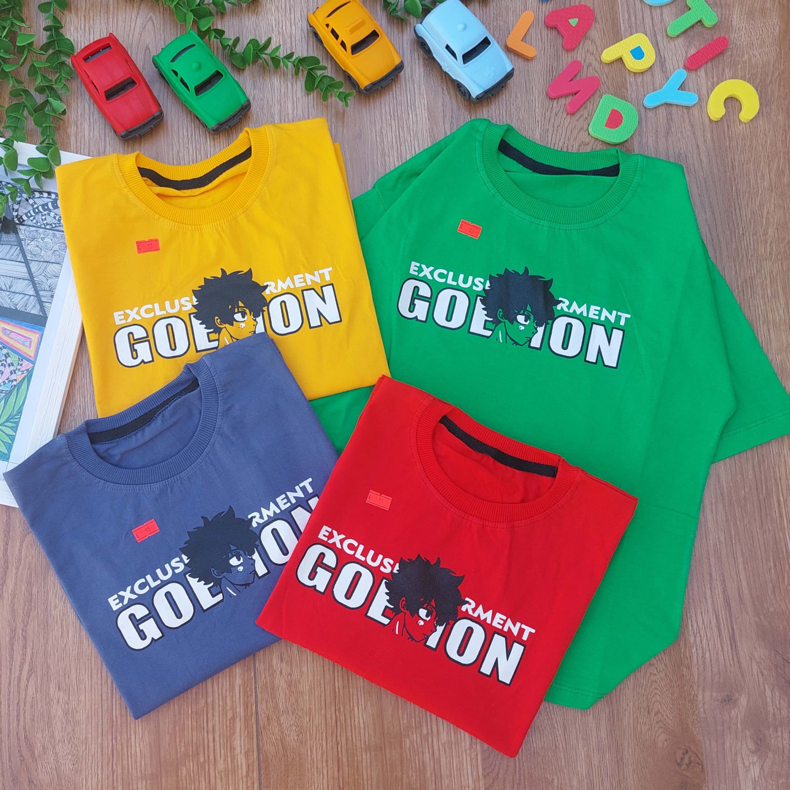 تیشرت پسرانه یقه گرد طرح goelon سایز 7 سال تا 10 سال