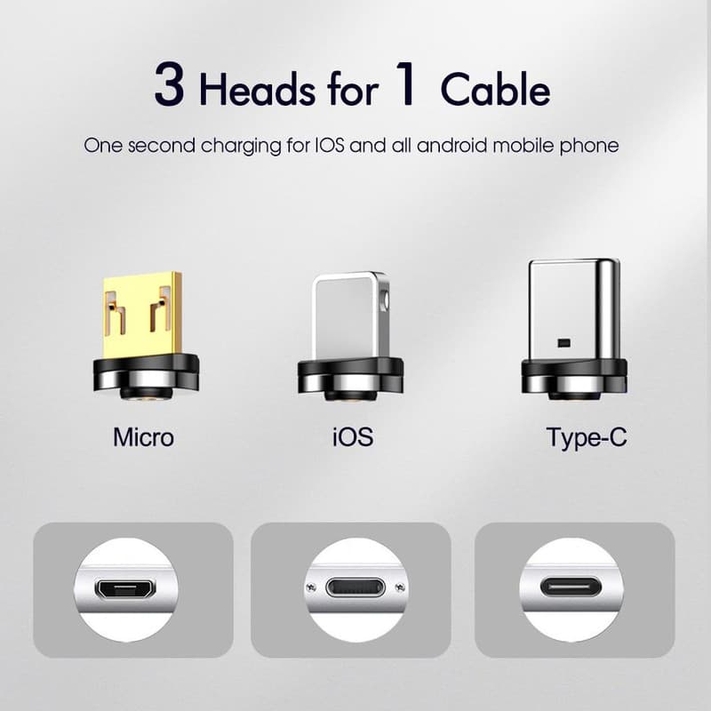 کابل شارژ USB به Type C/ Micro/ iOS مگنتی موکسوم MX-CB37 — تصویر ۳