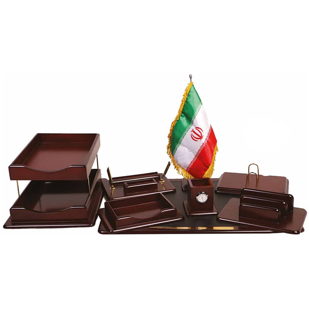 ست رومیزی اداری چوبی 9تکه چرمچوب کد185 ونگه