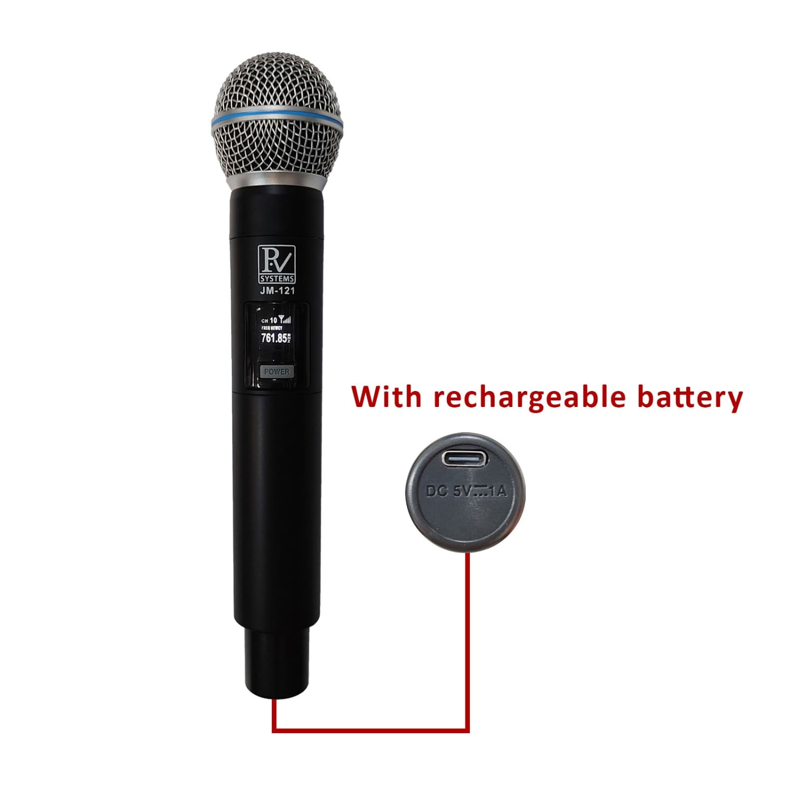 میکروفون بی سیم تک کانال پی وی wireless microphone p.v jm-121 — تصویر ۳