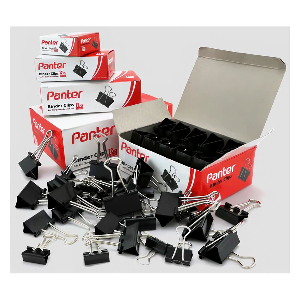 گیره دوبل مشکی پنتر سایز 32 کد BC103 بسته 12 عددی — تصویر ۵