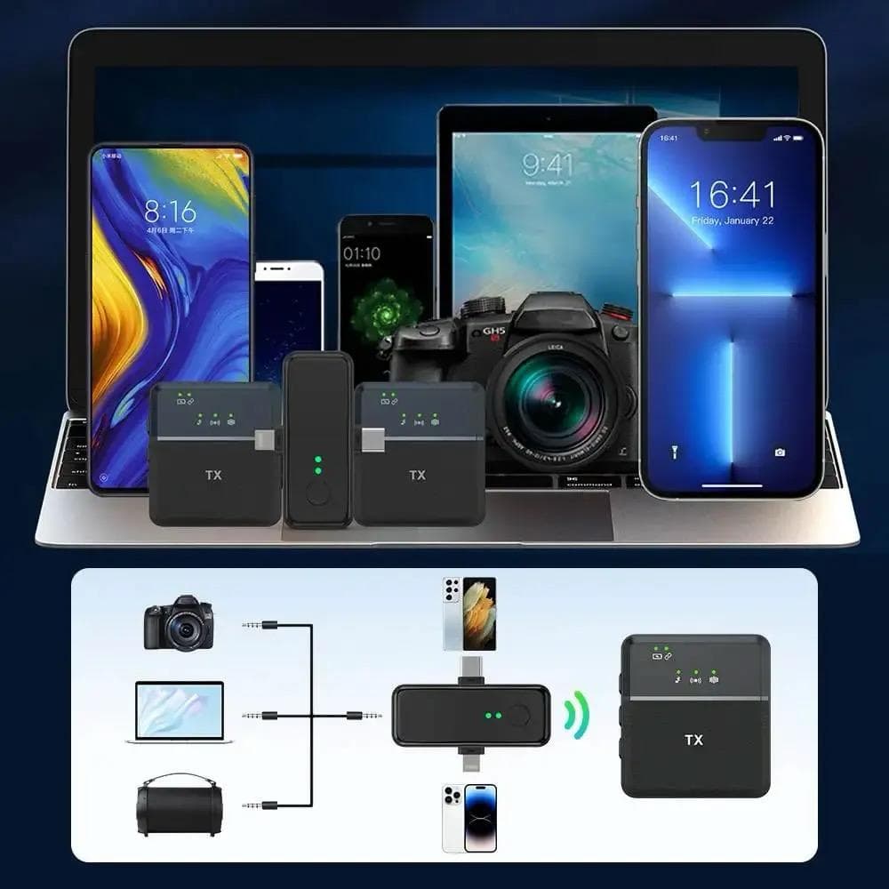 میکروفن یقه ای بی سیم SX31 3 in 1 Multi-Function مدل (دومیکروفنه) — تصویر ۴