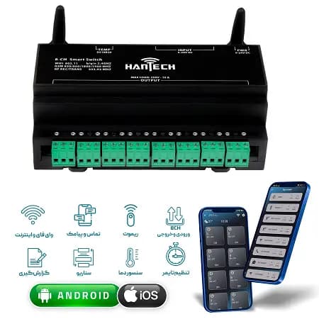 رله هوشمند 8 کانال هانتک مدل WIFI+SMS+RF — تصویر ۵