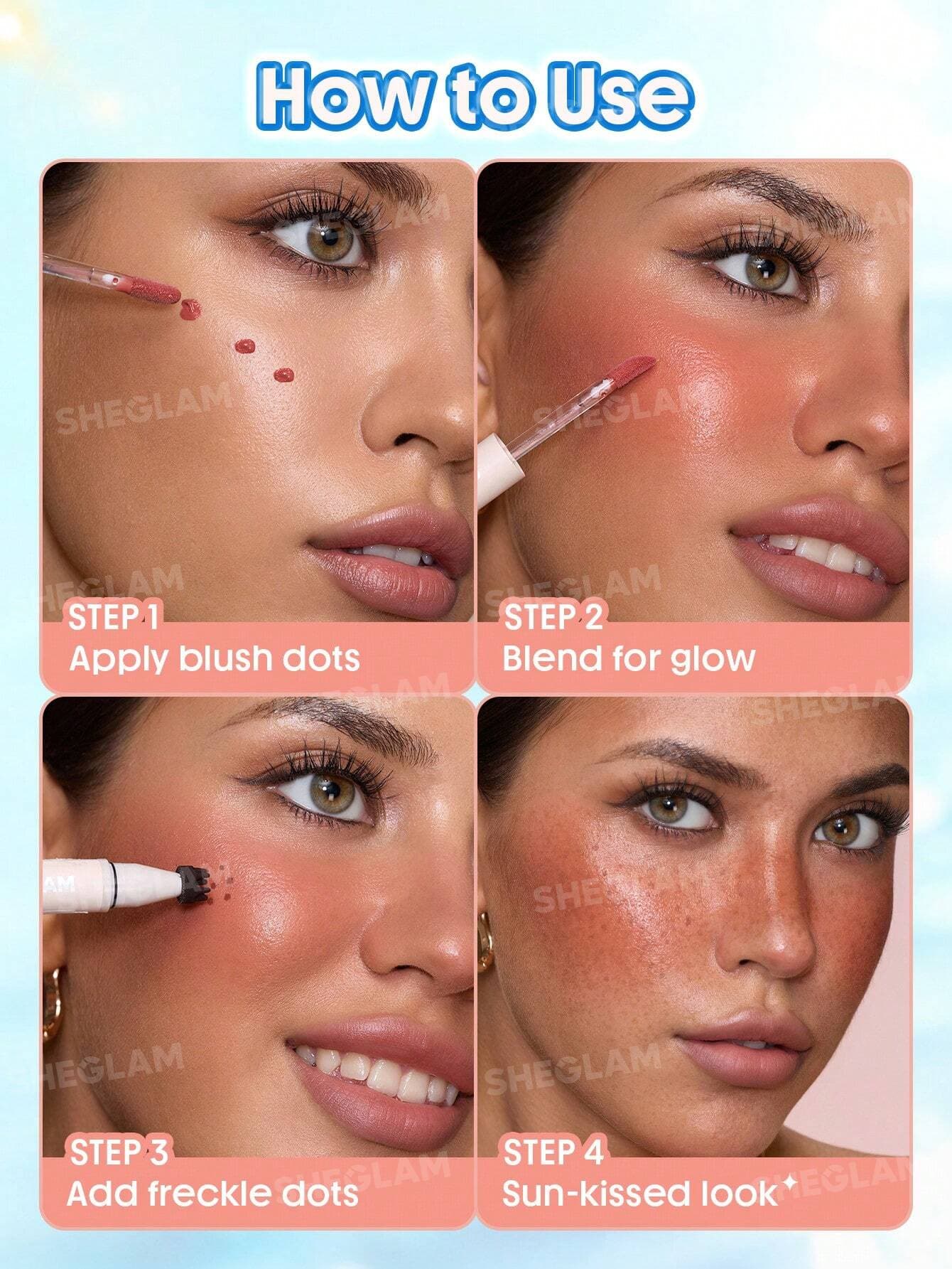 قلم دوکاره رژگونه و کک‌ و مک شیگلم مدل Sunspell Freckle & Flush Pen — تصویر ۵