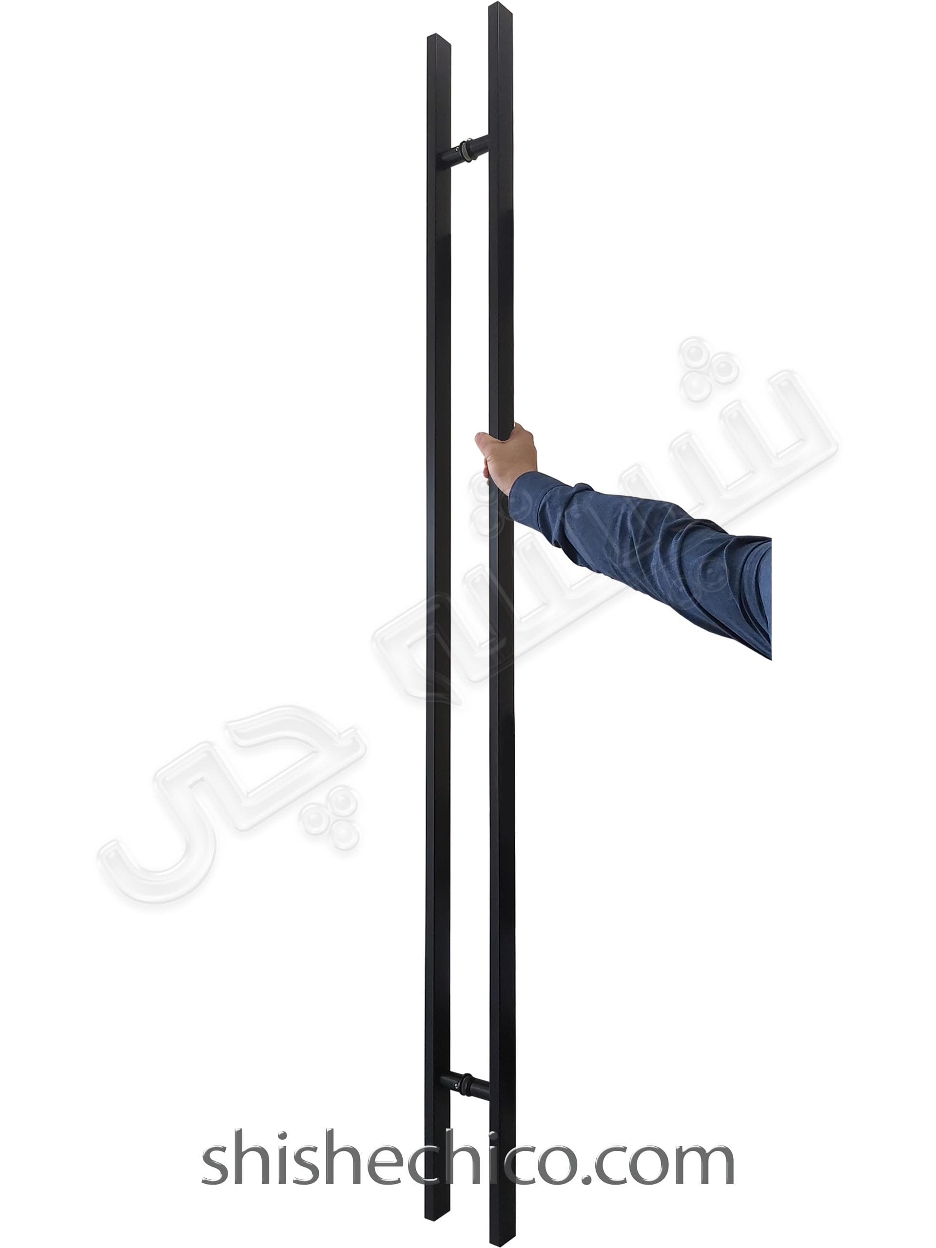 دستگیره بزرگ شیشه سکوریت طرح مکعبی مشکی 180 سانتی