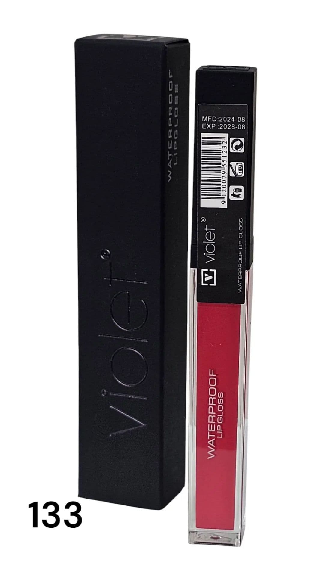 رژ لب مایع برند ویولت شماره 133- LIP GLOSE WATERPROOF VIOLET133 — تصویر ۲