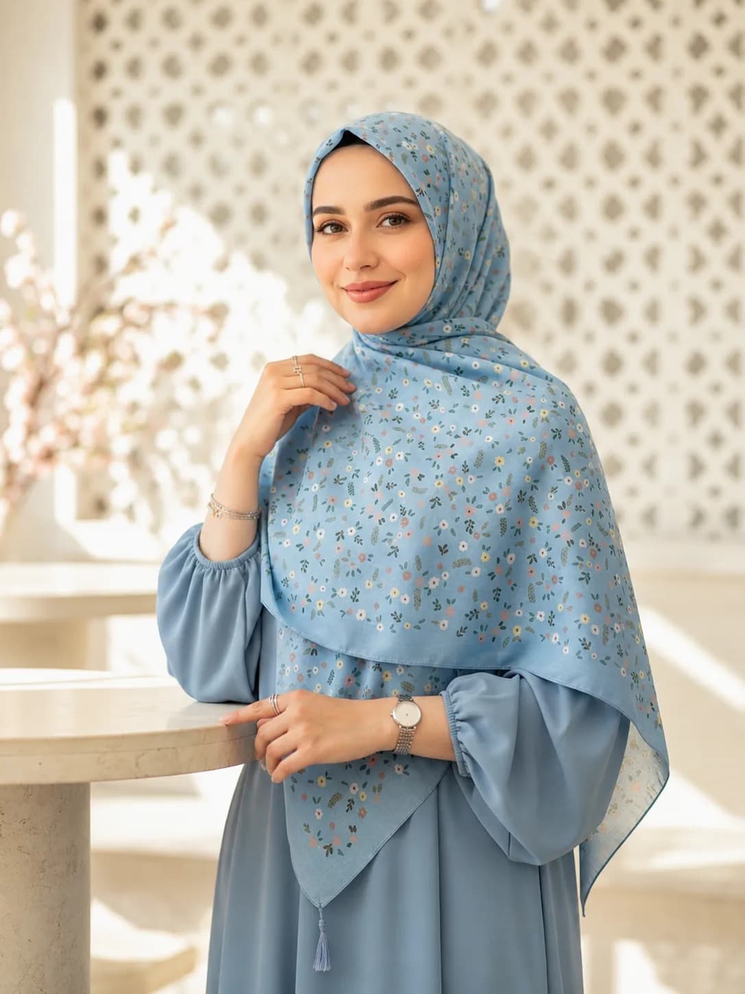روسری سوپرنخ زنانه طرح گل ریز