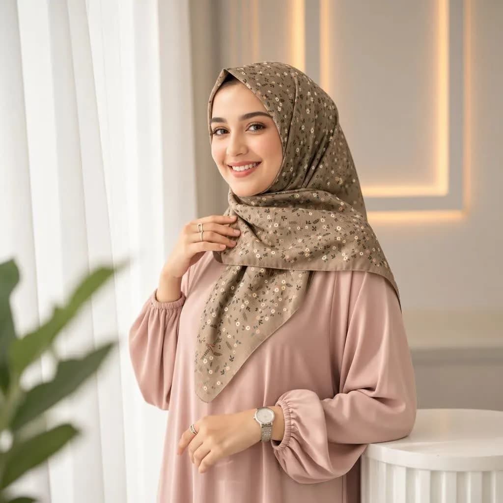 روسری نخی زنانه طرح گل ریز — تصویر ۲