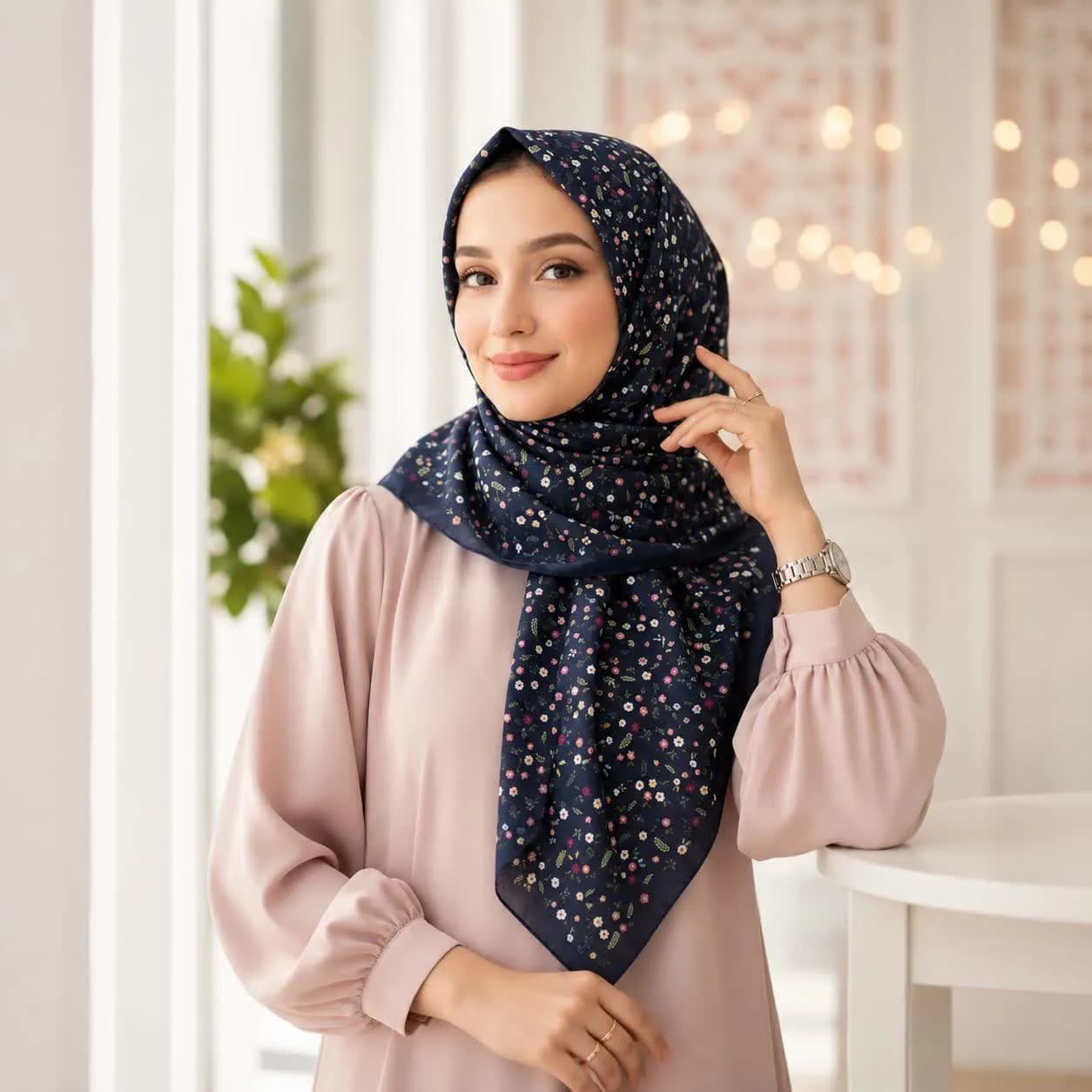 روسری نخی زنانه طرح گل ریز — تصویر ۷