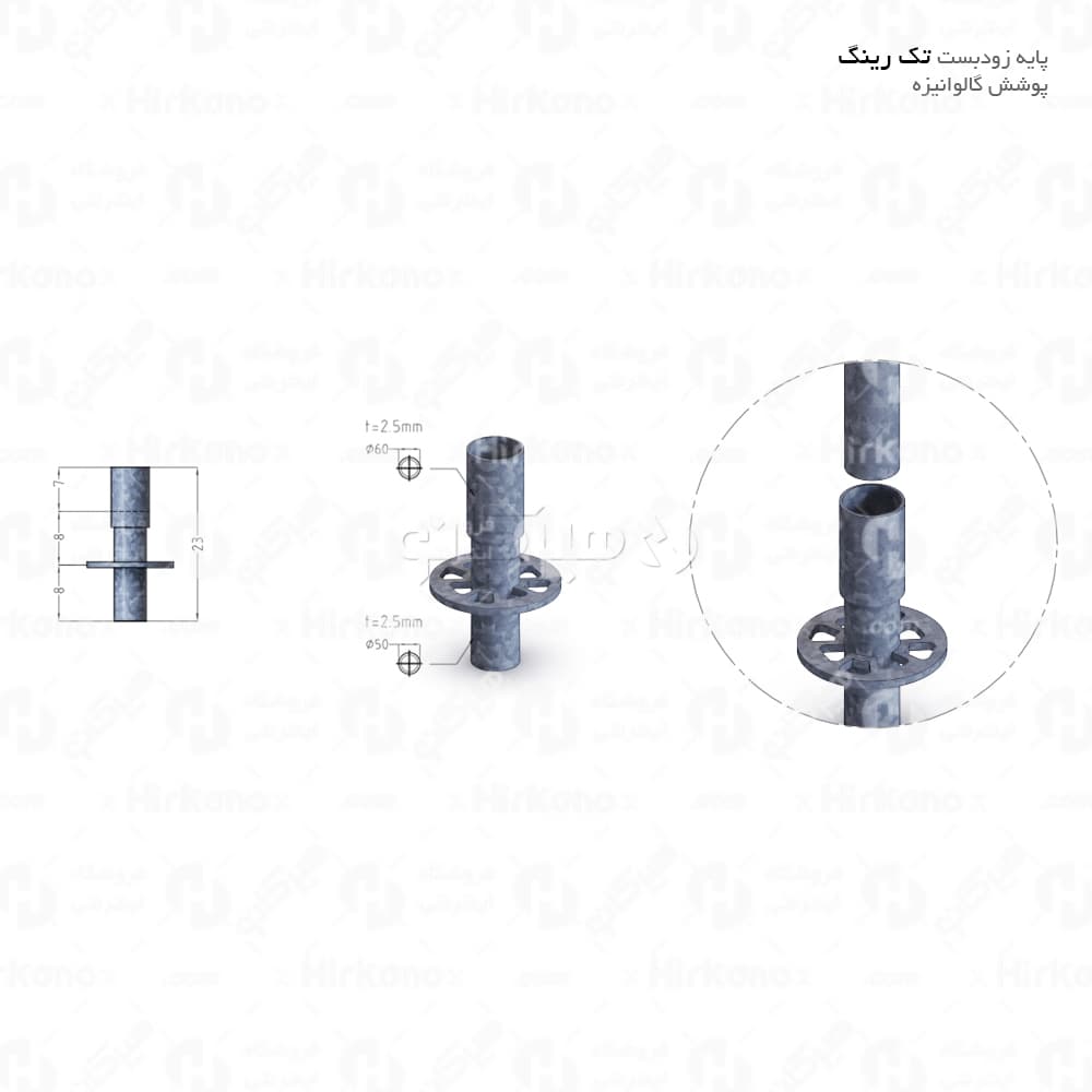 پایه زودبست گالوانیزه تک رینگ