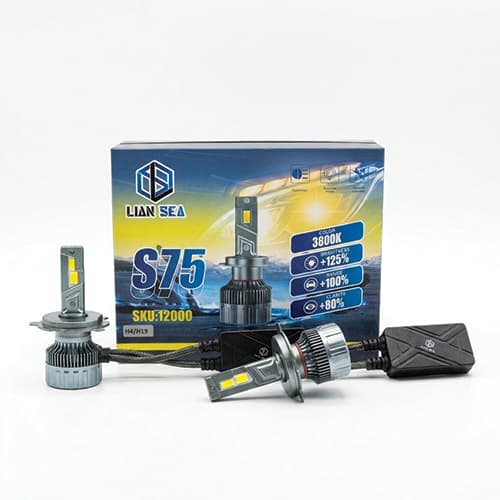 هدلایت Lian Sea مدل S75 پایه H4 زرد و سفید یخی