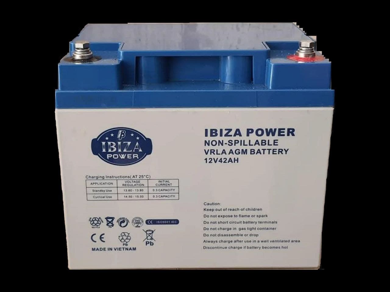 باتری 12 ولت 42 آمپر ساعت 12v 42ah برند ایبیزا پاور محصول ویتنام