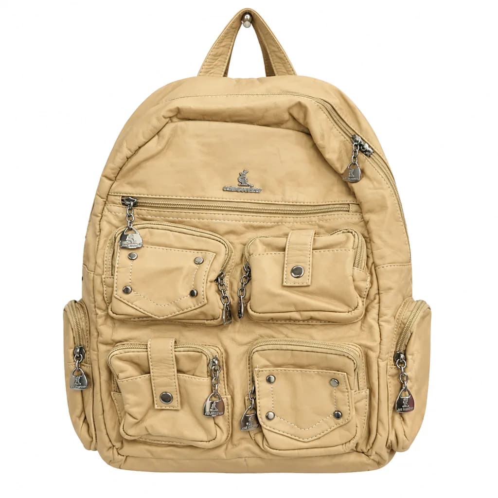کوله پشتی چرم شسته KANGAROO وارداتی کد WB0149 — تصویر ۲