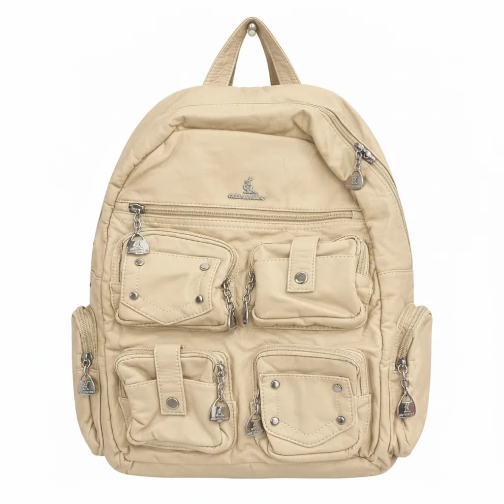 کوله پشتی چرم شسته KANGAROO وارداتی کد WB0149 — تصویر ۴